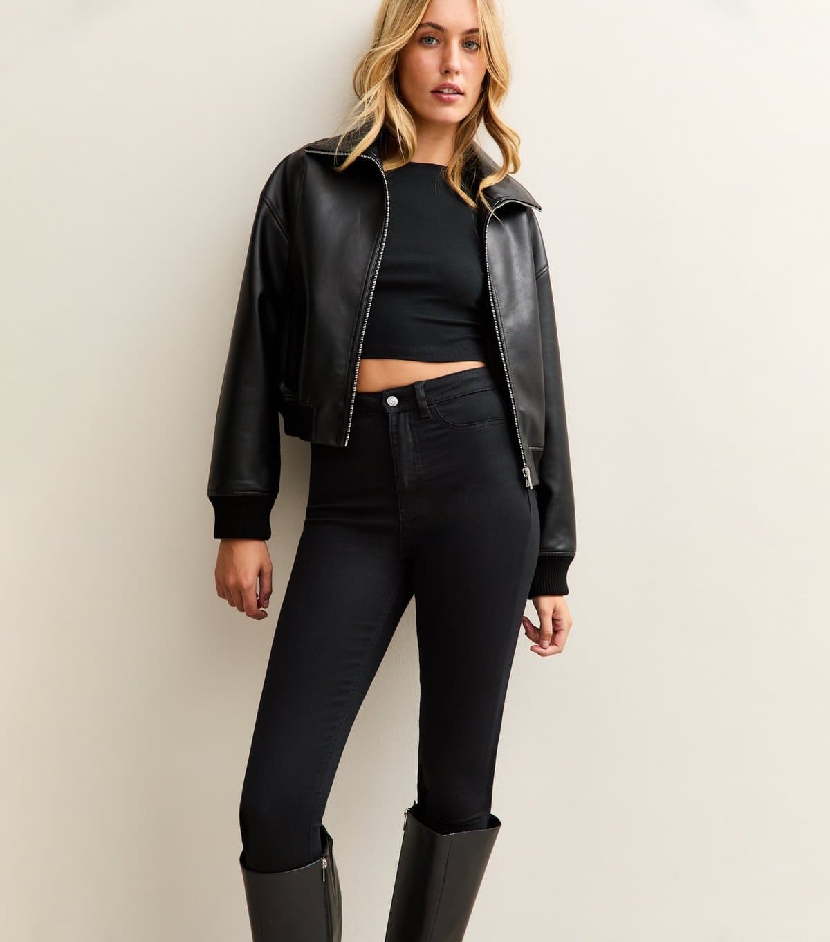 New Look Women's Stay Tall Black High Waist Hallie Super Skinny Jeans New Look
