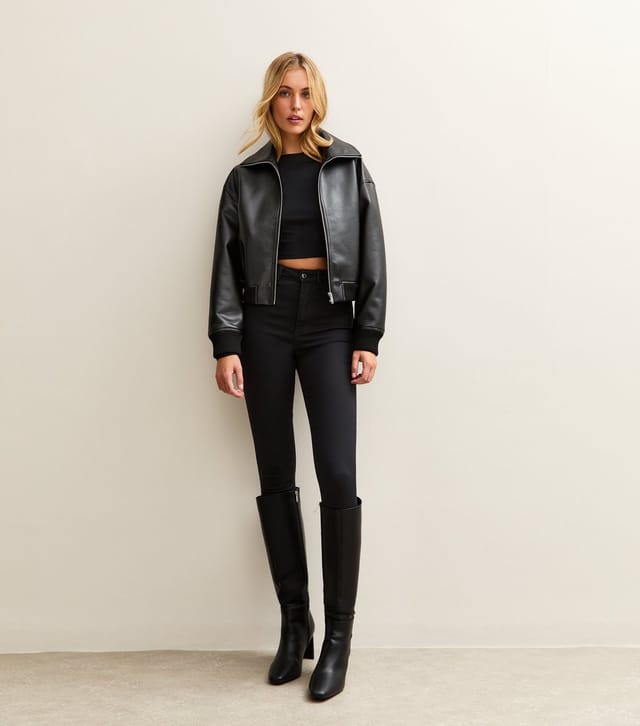 New Look Women's Stay Tall Black High Waist Hallie Super Skinny Jeans New Look - 2