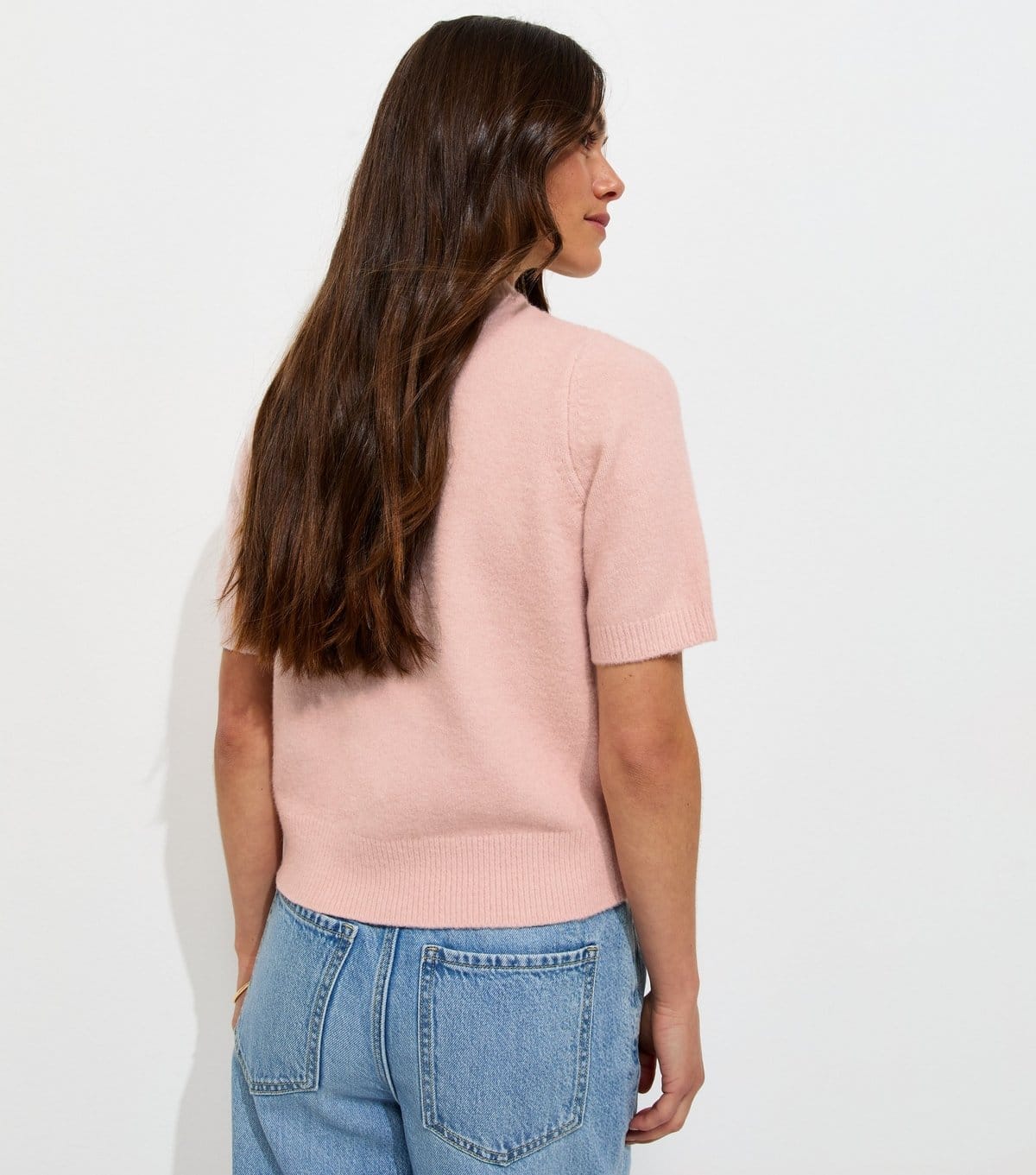 New Look Women's Petite Light Pink Knitted Short Sleeve Top New Look - 4