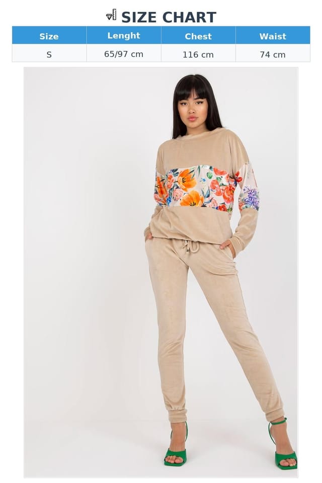 Love Lace Love Lace Women's Sweatshirt & Long Pants Set with Pockets in Beige - 3