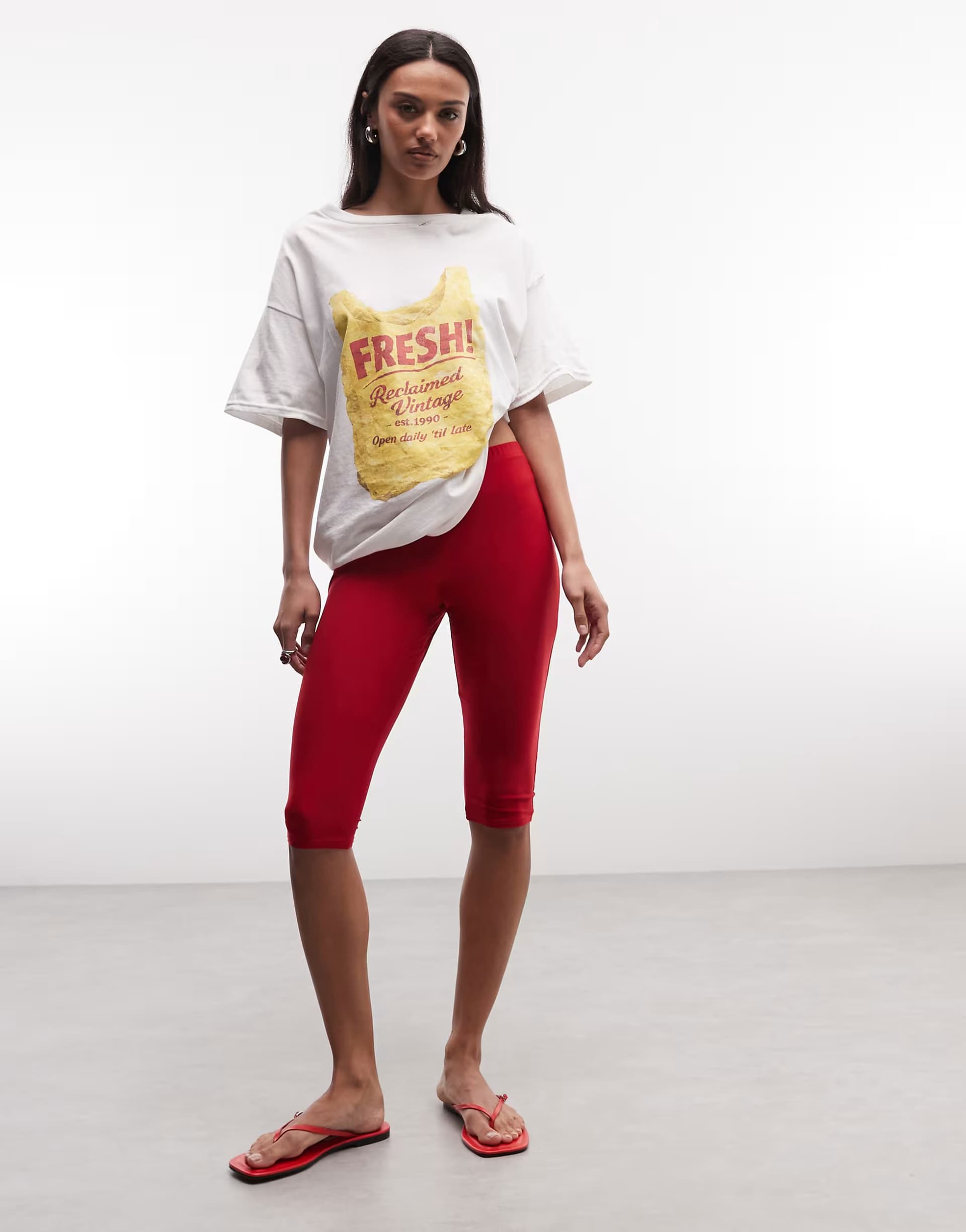 ASOS Reclaimed Vintage red capri co-ord