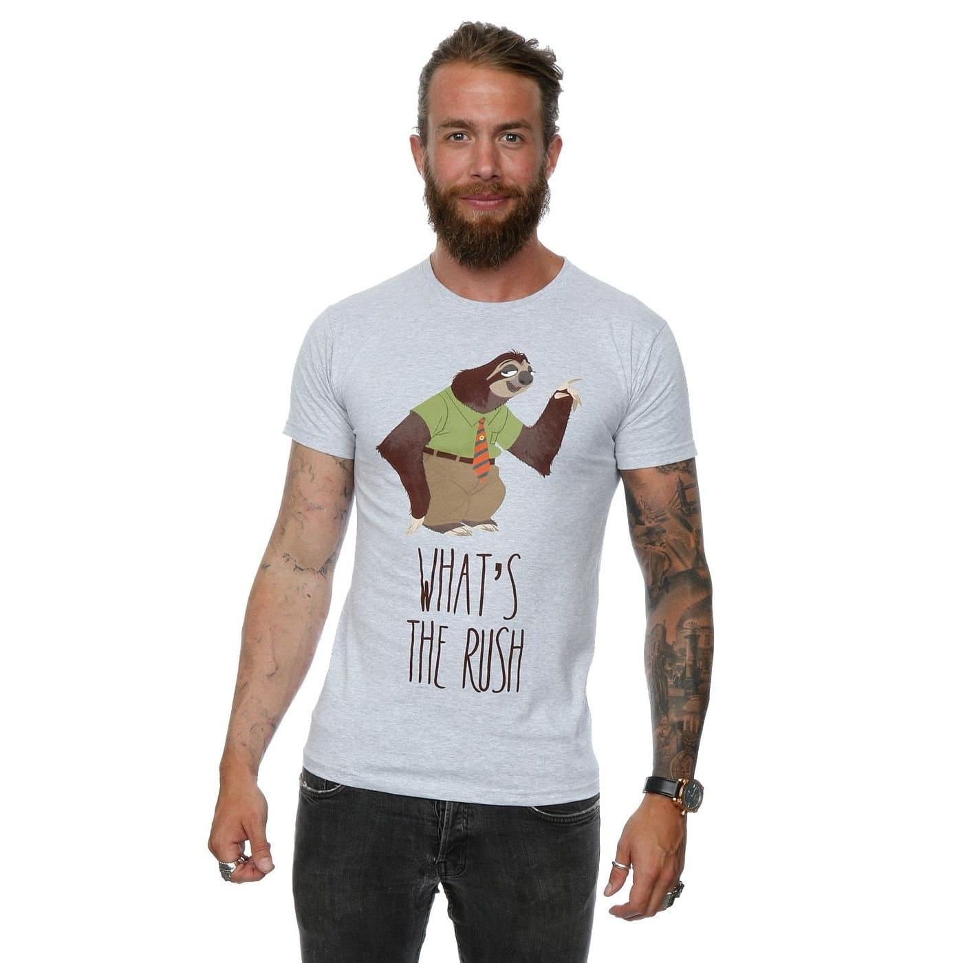 Zootropolis Zootropolis Men's What´s The Rush Cotton T-Shirt in Grey