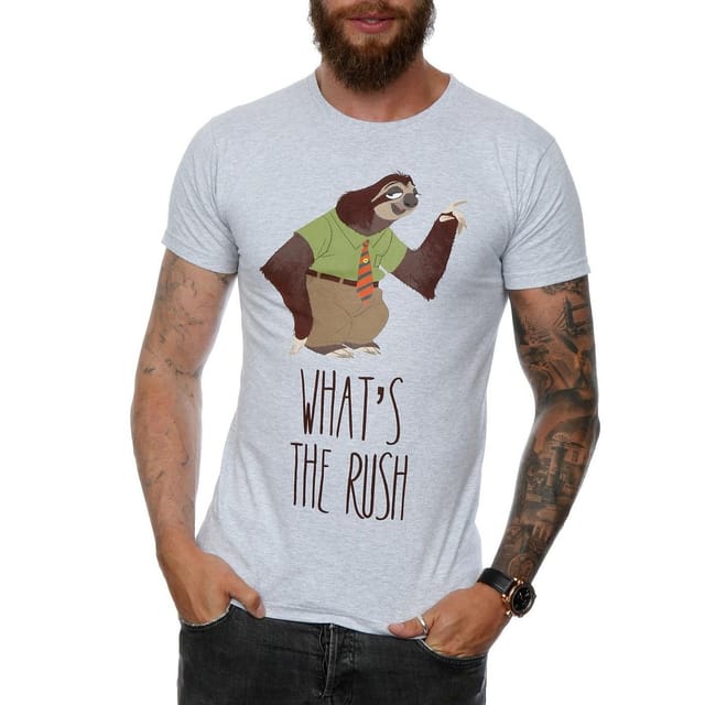 Zootropolis Zootropolis Men's What´s The Rush Cotton T-Shirt in Grey - 3