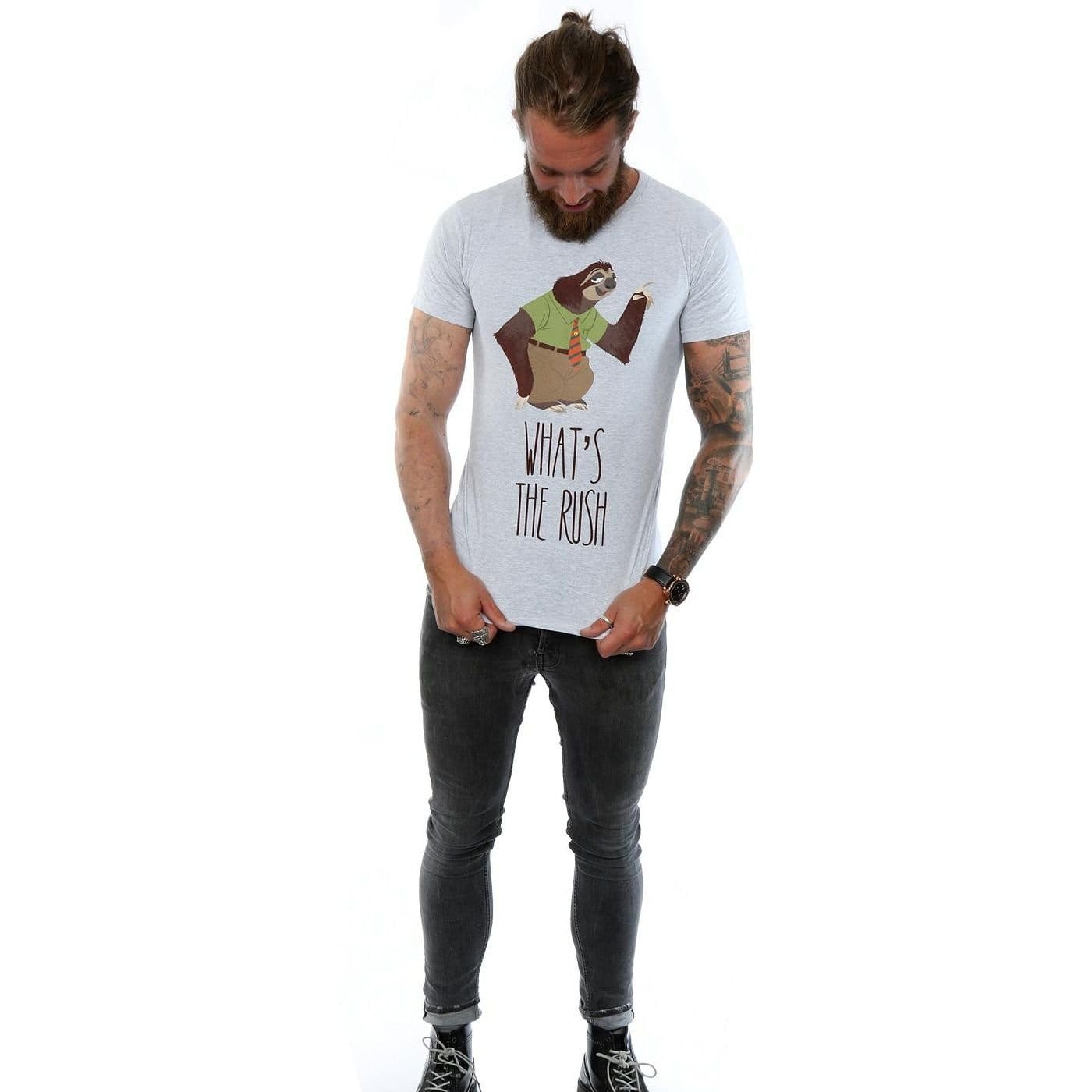 Zootropolis Zootropolis Men's What´s The Rush Cotton T-Shirt in Grey - 4