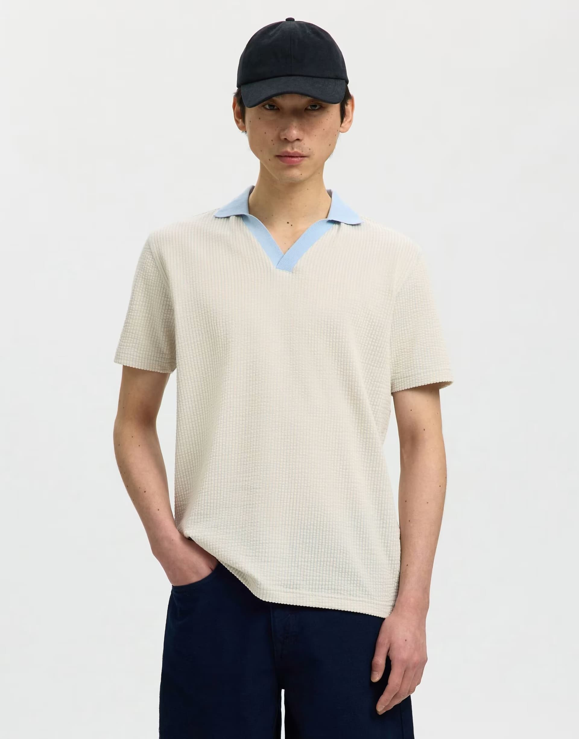 ASOS Selected Polo shirt in birch