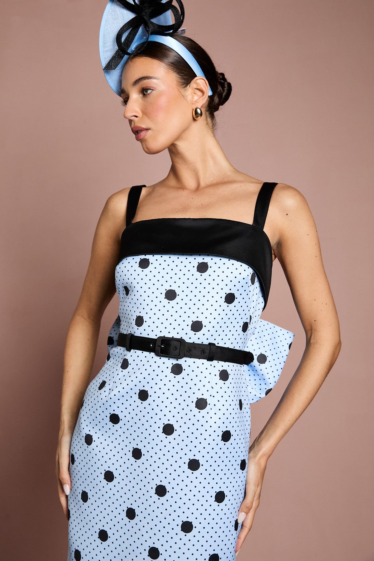 Coast Coast Women's Lisa Tan Spot Print Contrast Detail Pencil Maxi Dress in Blue - 4