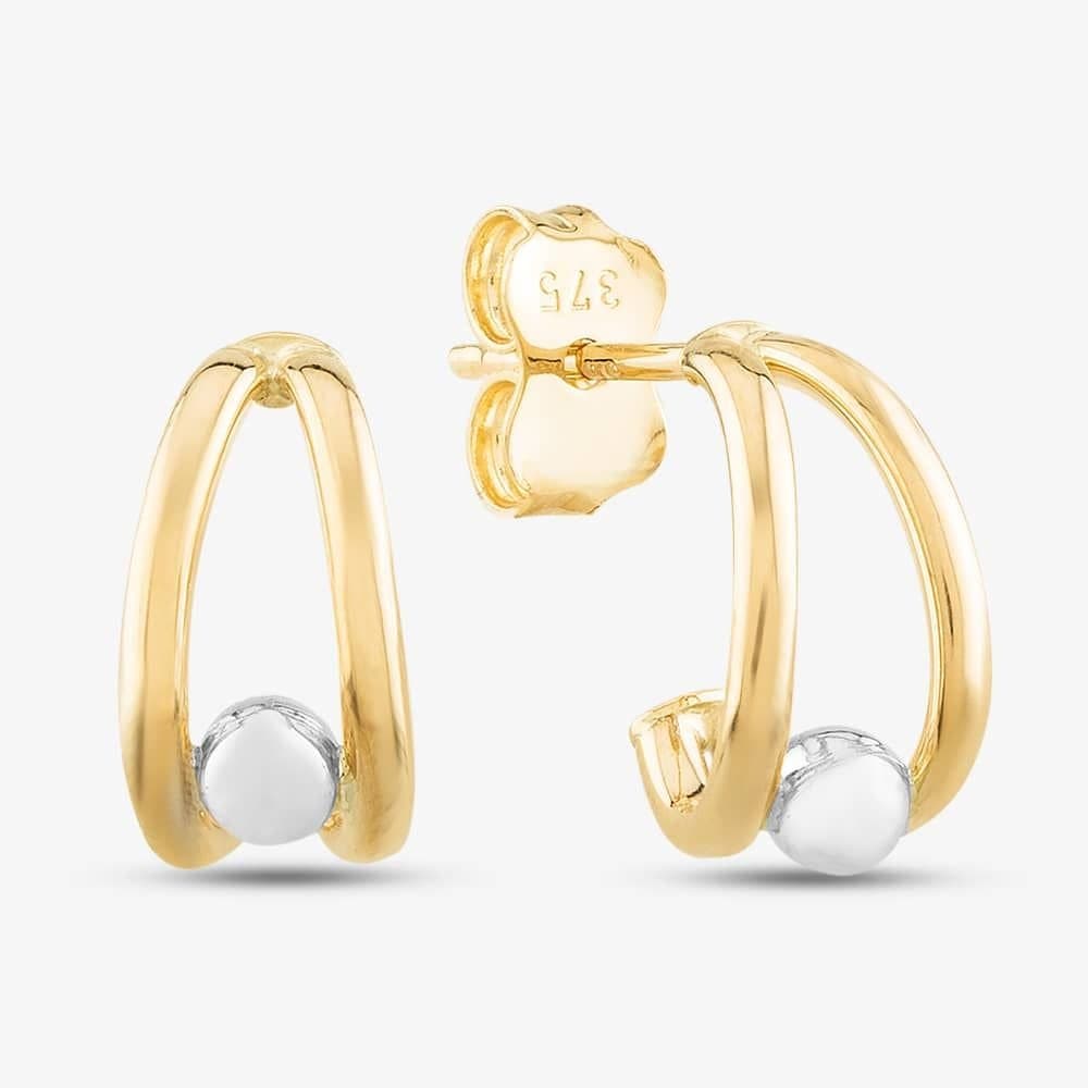 T.H.Baker T.H.Baker Women's 9ct Two Colour Gold Open Double Row Hoop Earrings GE2409
