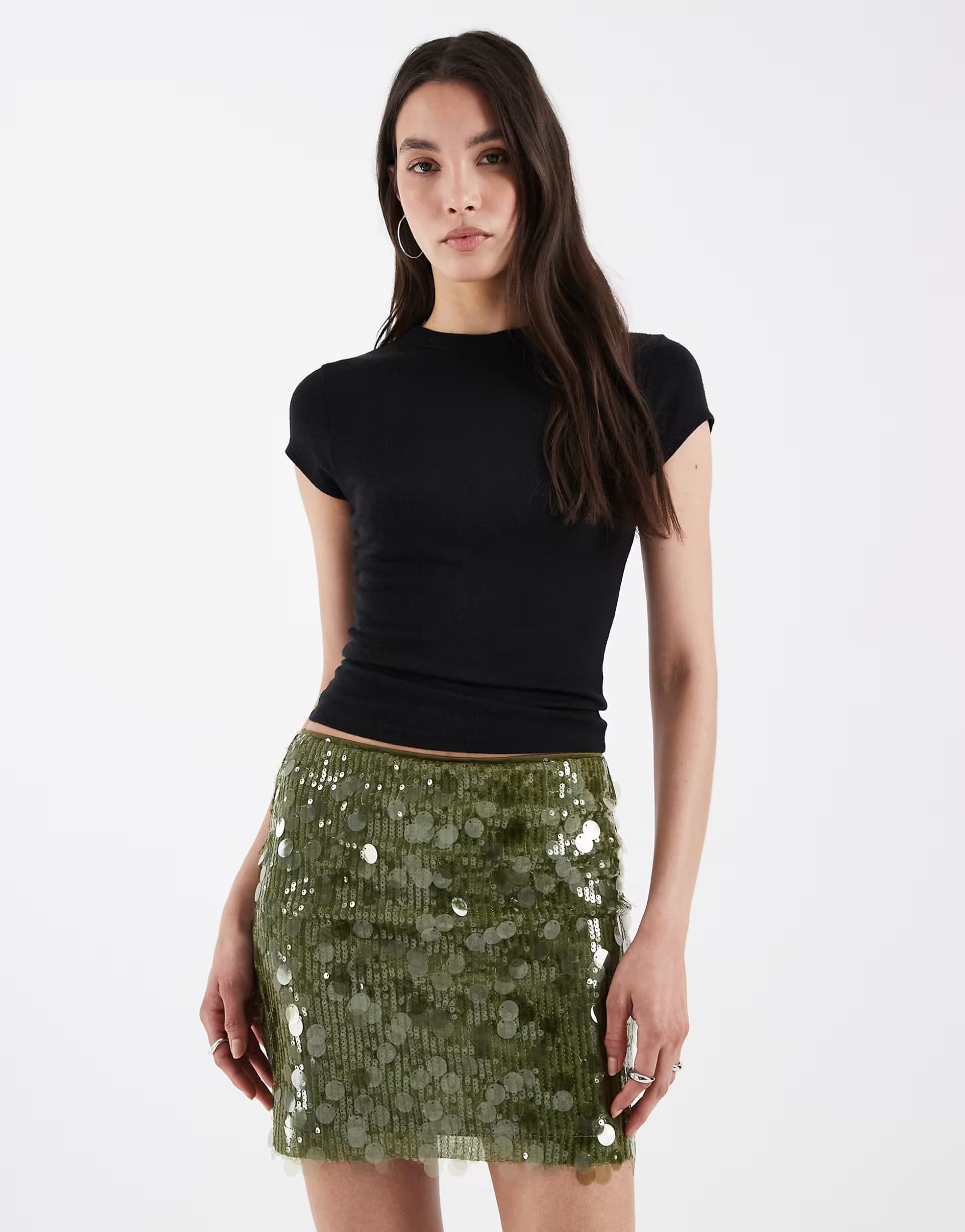 ASOS ASOS DESIGN mixed sequin mini skirt in green