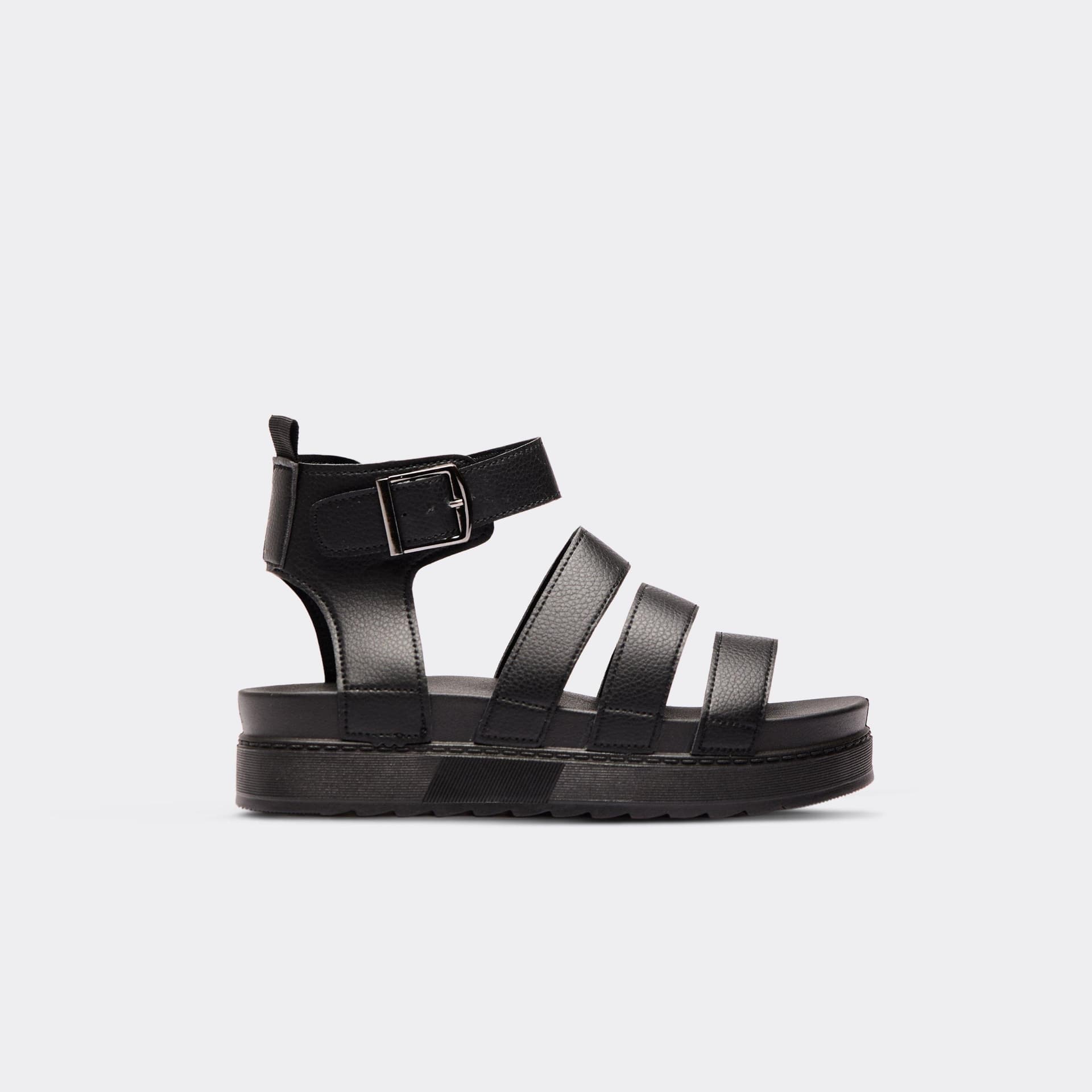 EGO EGO Black Faux Leather Strappy Platform Chunky Sandal