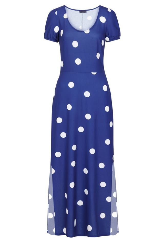 Hot Squash Hot Squash Women's Split Hem Scoop Neck Maxi Dress in Navy - 3