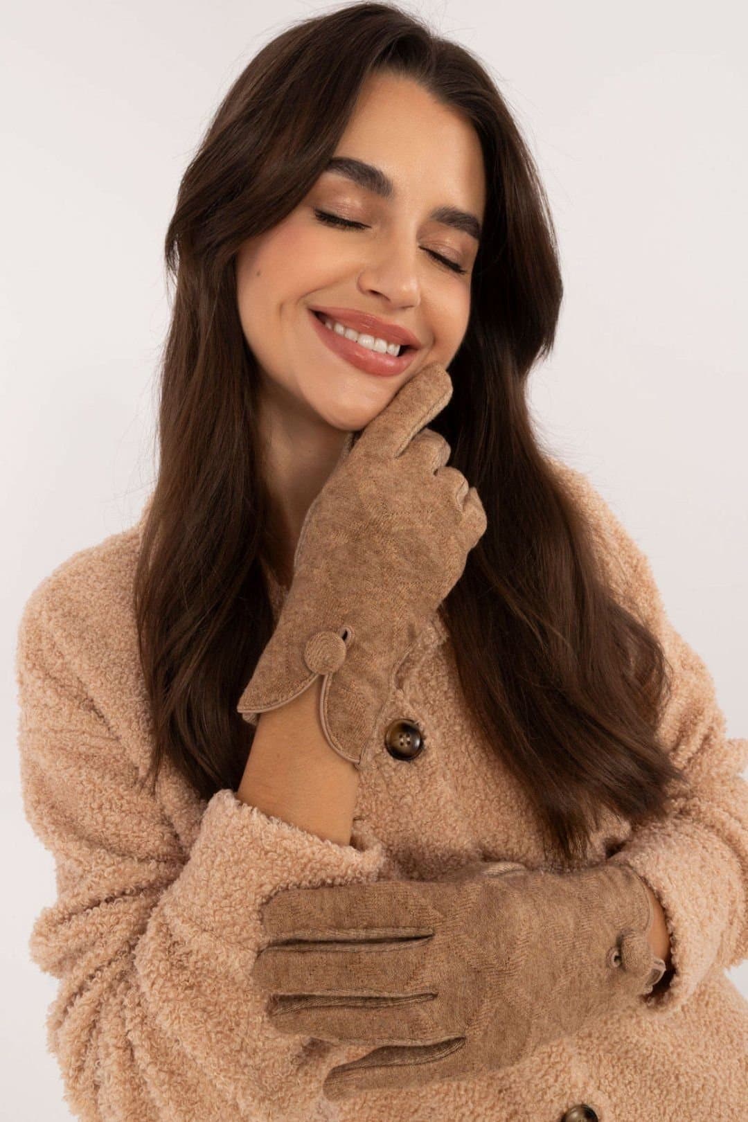 Love Lace Love Lace Women's Elegant Insulated Touchscreen Gloves Smooth Fit with Flower in Brown