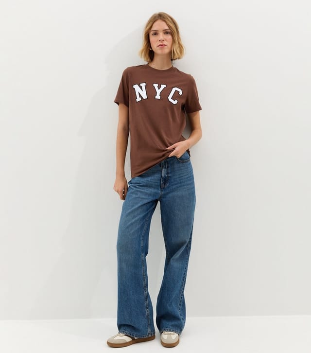 New Look Women's Dark Brown NYC Regular T-Shirt New Look - 3