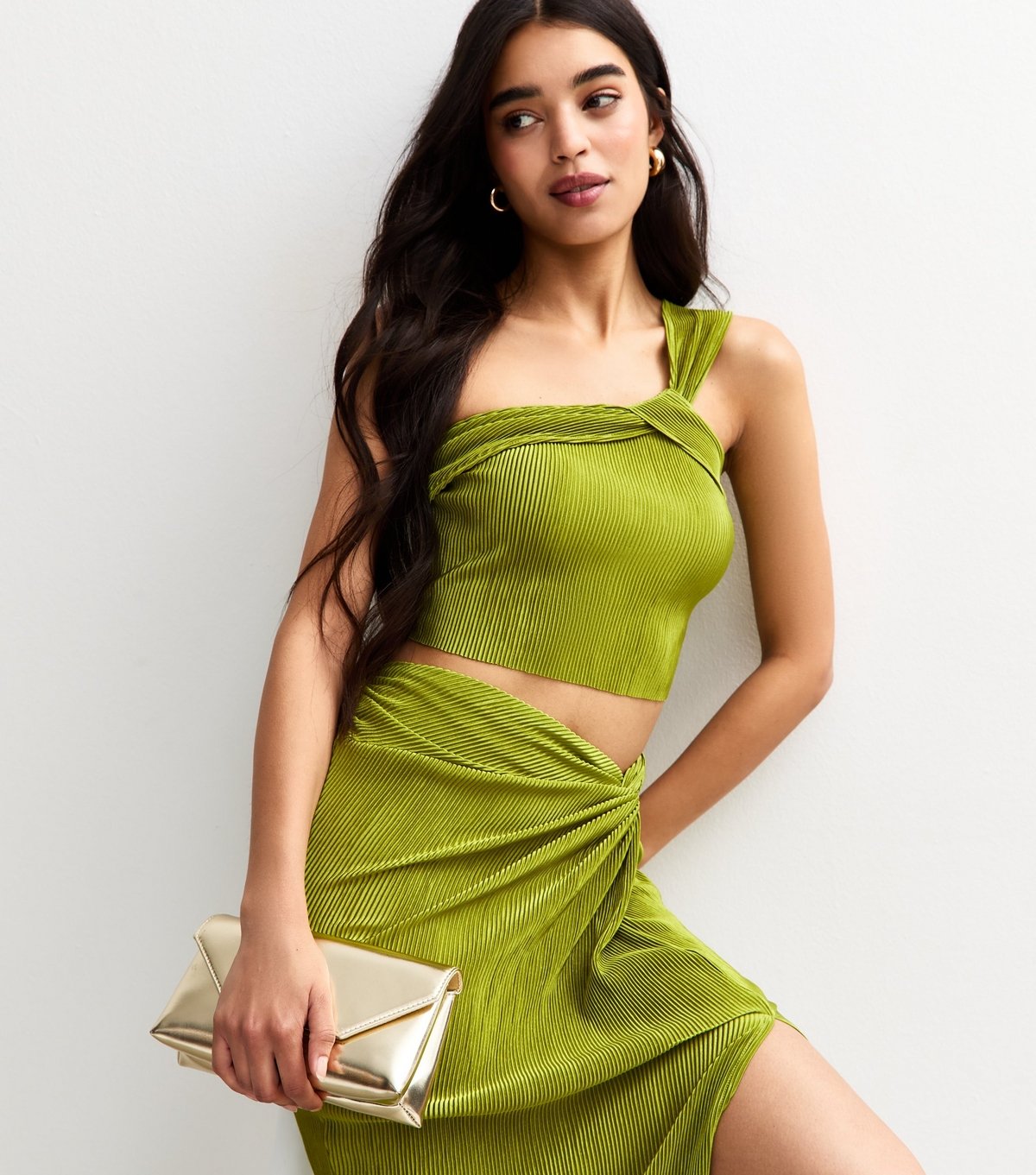 New Look Women's Light Green Intertwined One Shoulder Plisse Top New Look - 3