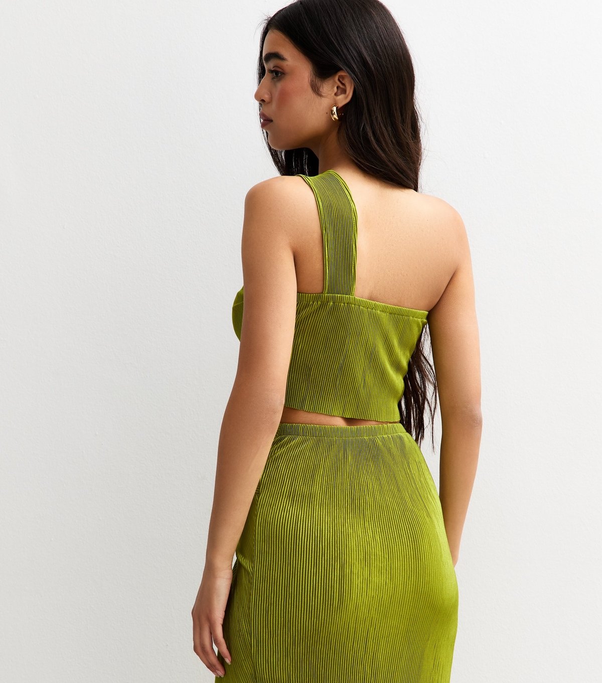 New Look Women's Light Green Intertwined One Shoulder Plisse Top New Look - 4