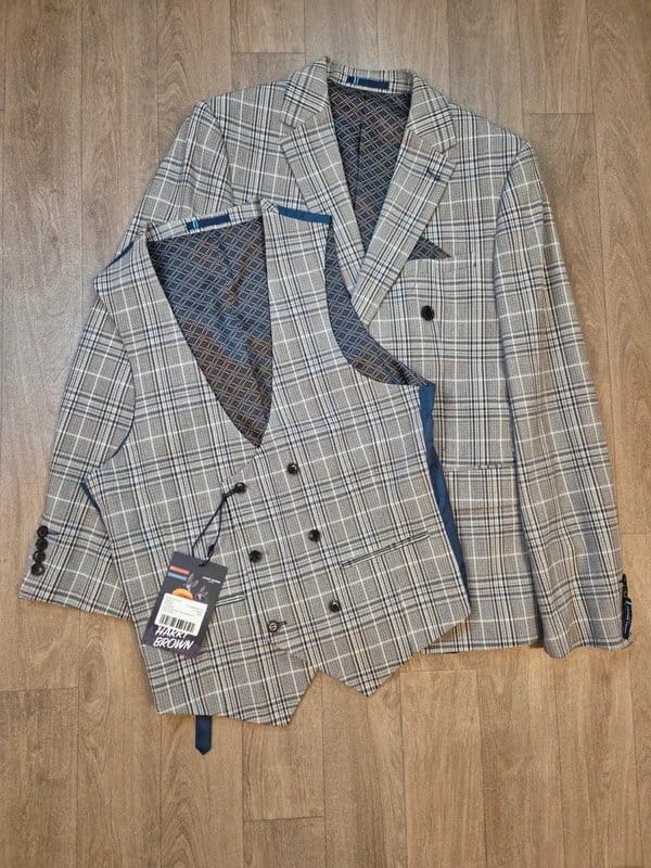 Harry Brown Multi Plaid 3-Piece Suit Set