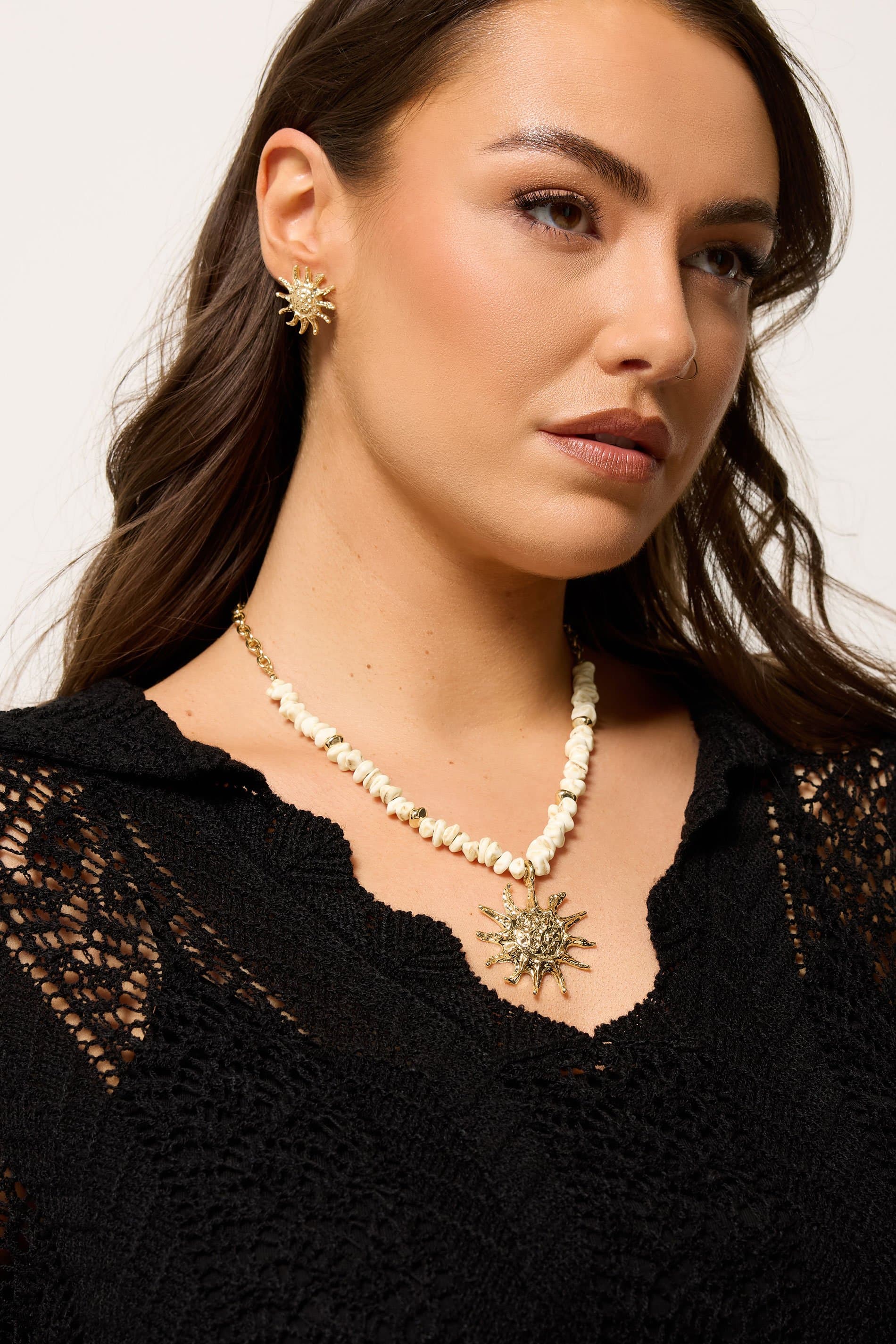 Yours Gold Tone Statement Sun Necklace And Earring Set