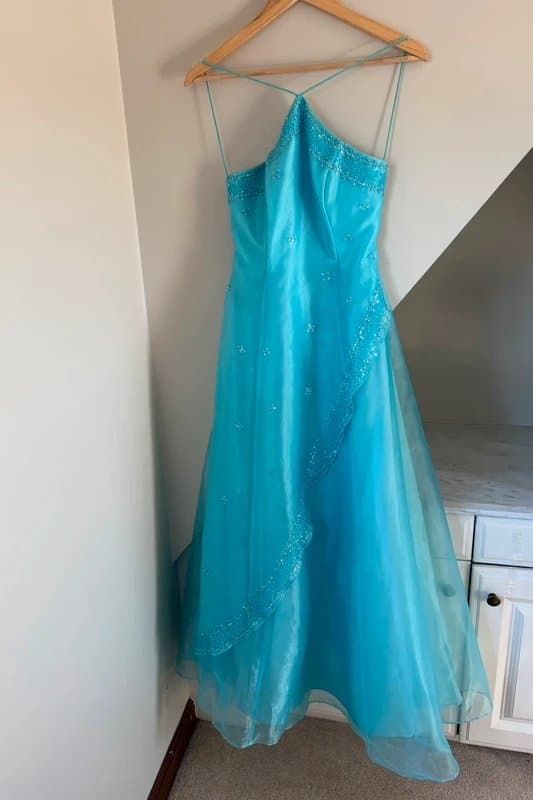 Blondie Nites Blondie Nites Morgan Vintage y2k 90s 00s Blue Sequin Crystal Evening Prom Dress Size 6/8/10