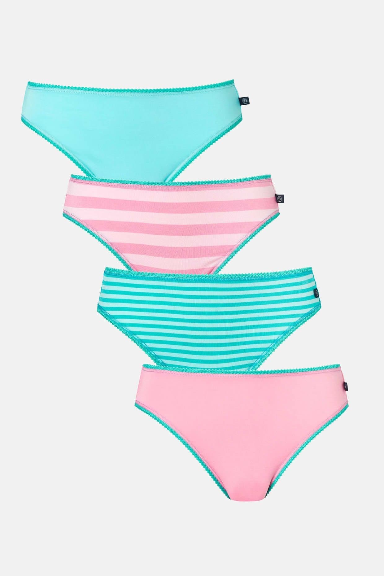 British Boxers British Boxers Women's Pack of Four "Ice Cream Parlour" Bamboo High Leg Knickers in Light Pink