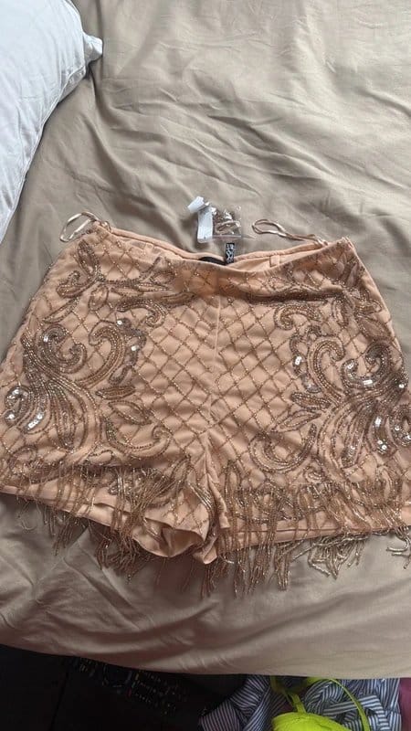 ASOS Apricot Embroidered Fringed Shorts