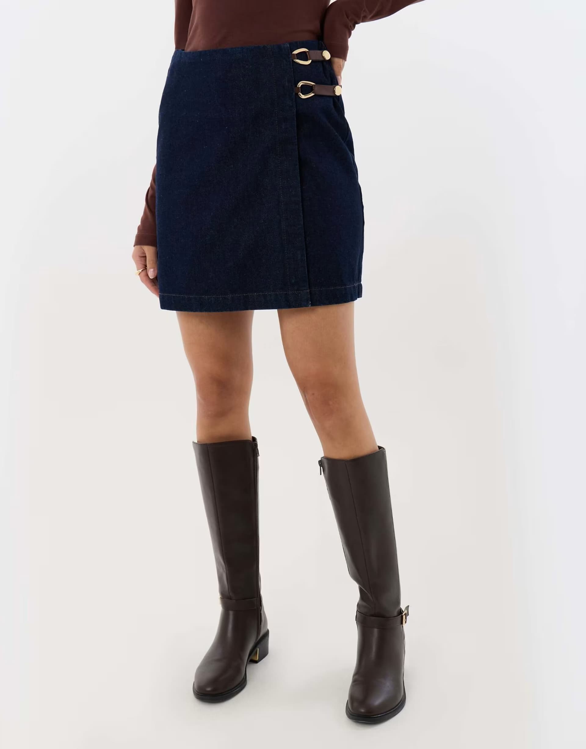 ASOS Threadbare Pleated denim wrap mini skirt in indigo