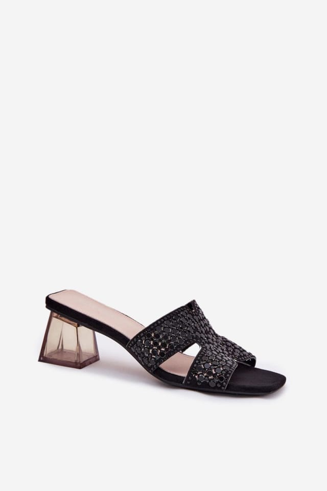Love Lace Love Lace Women's Transparent Heel Heeled Sandals with Insole Summer Comfort in Black - 2