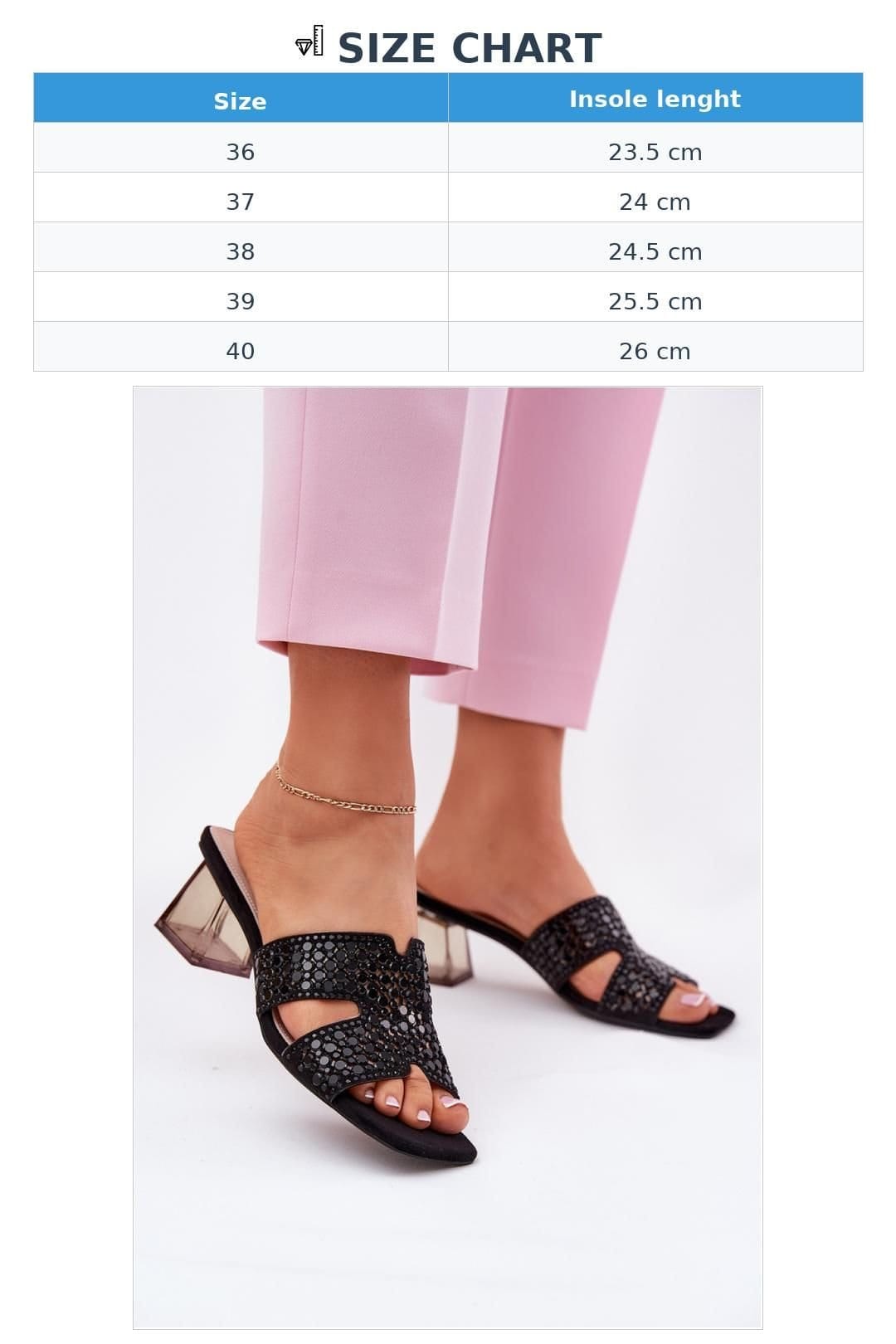 Love Lace Love Lace Women's Transparent Heel Heeled Sandals with Insole Summer Comfort in Black - 4