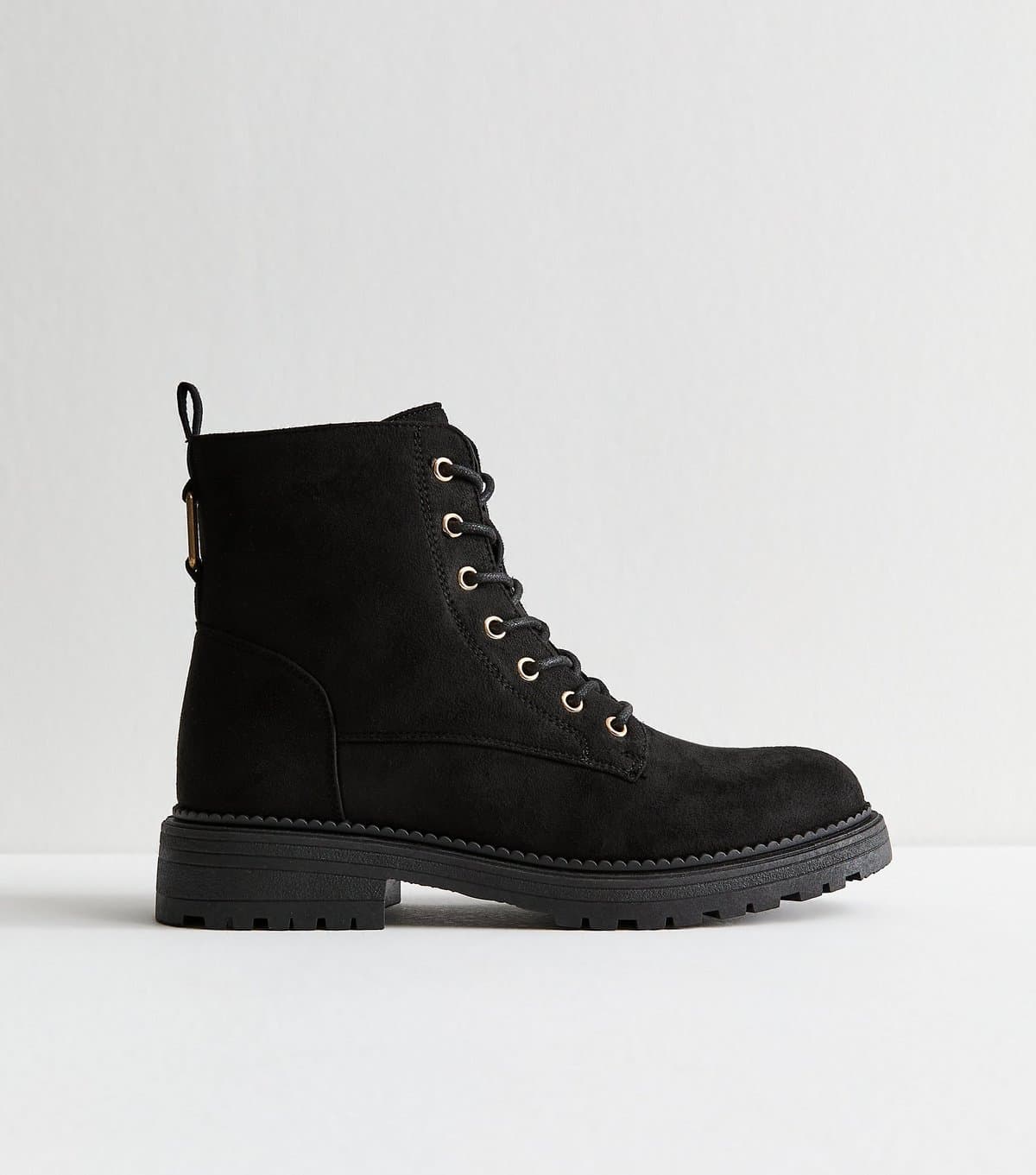 New Look Women's Black Faux Suede Lace Up Ankle Boots Vegan New Look