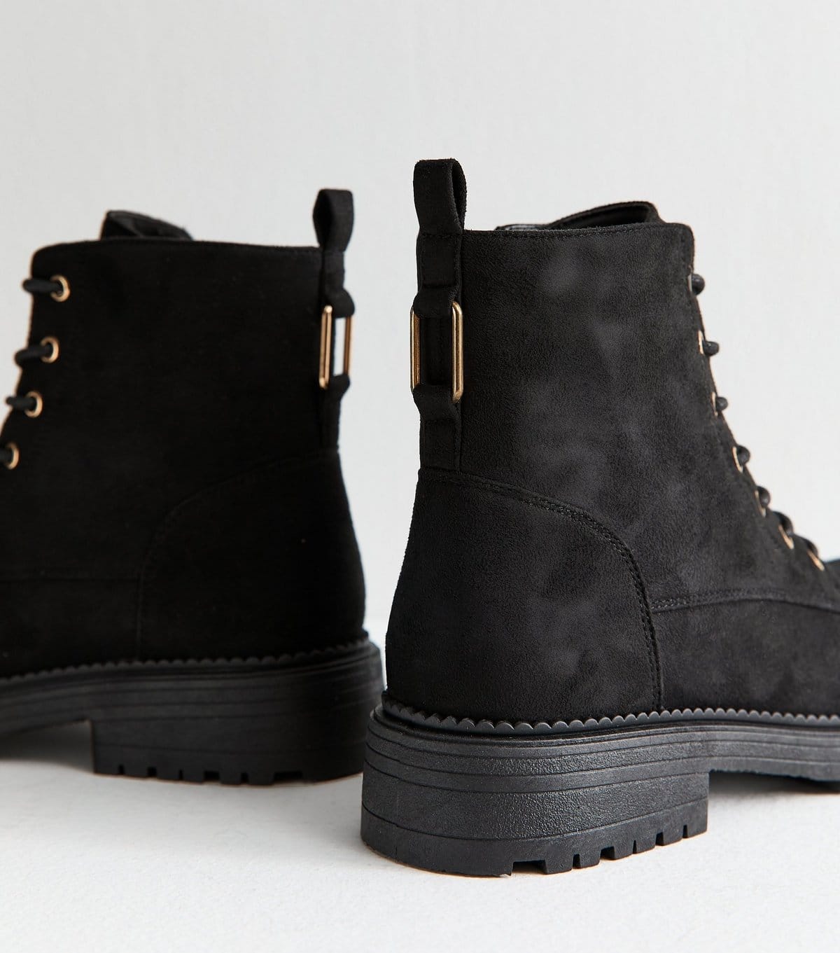 New Look Women's Black Faux Suede Lace Up Ankle Boots Vegan New Look - 4