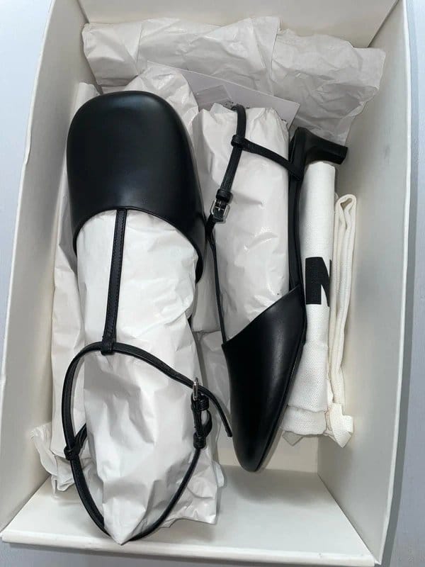 Jil Sander Jil Sander Agnellato Baby-Calf Leather Black Pump Sandals Size 39.5 UK 6.5 RRP £600 - 1