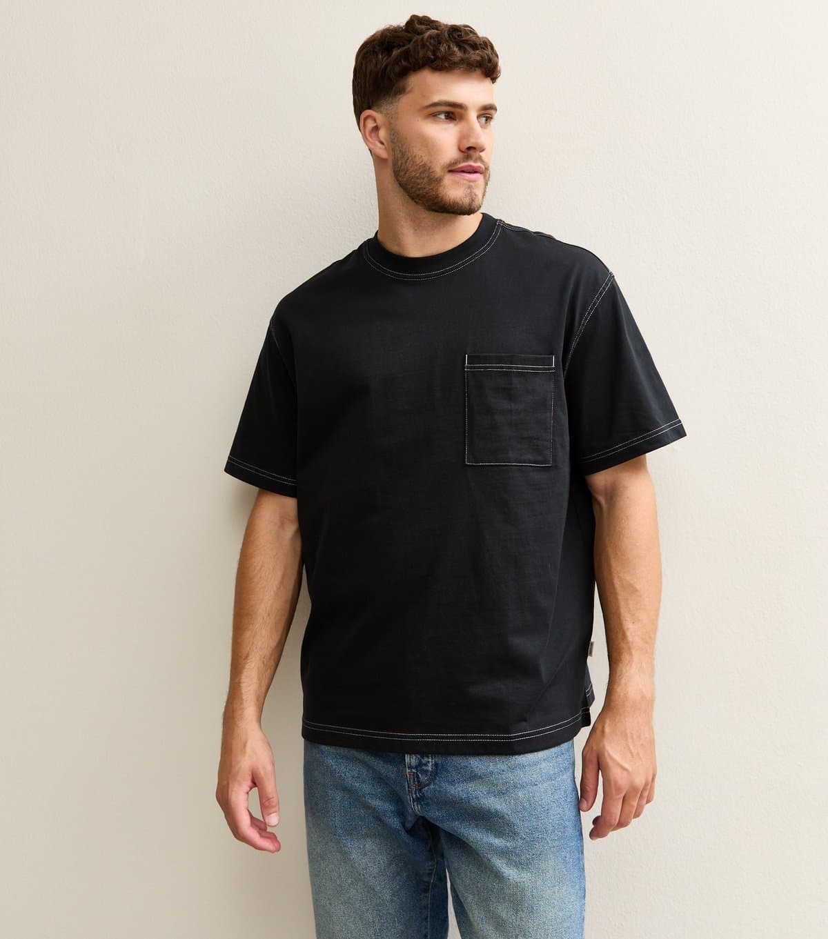 Only and Sons Men's Black Cotton Front Pocket T-Shirt Only and Sons New Look