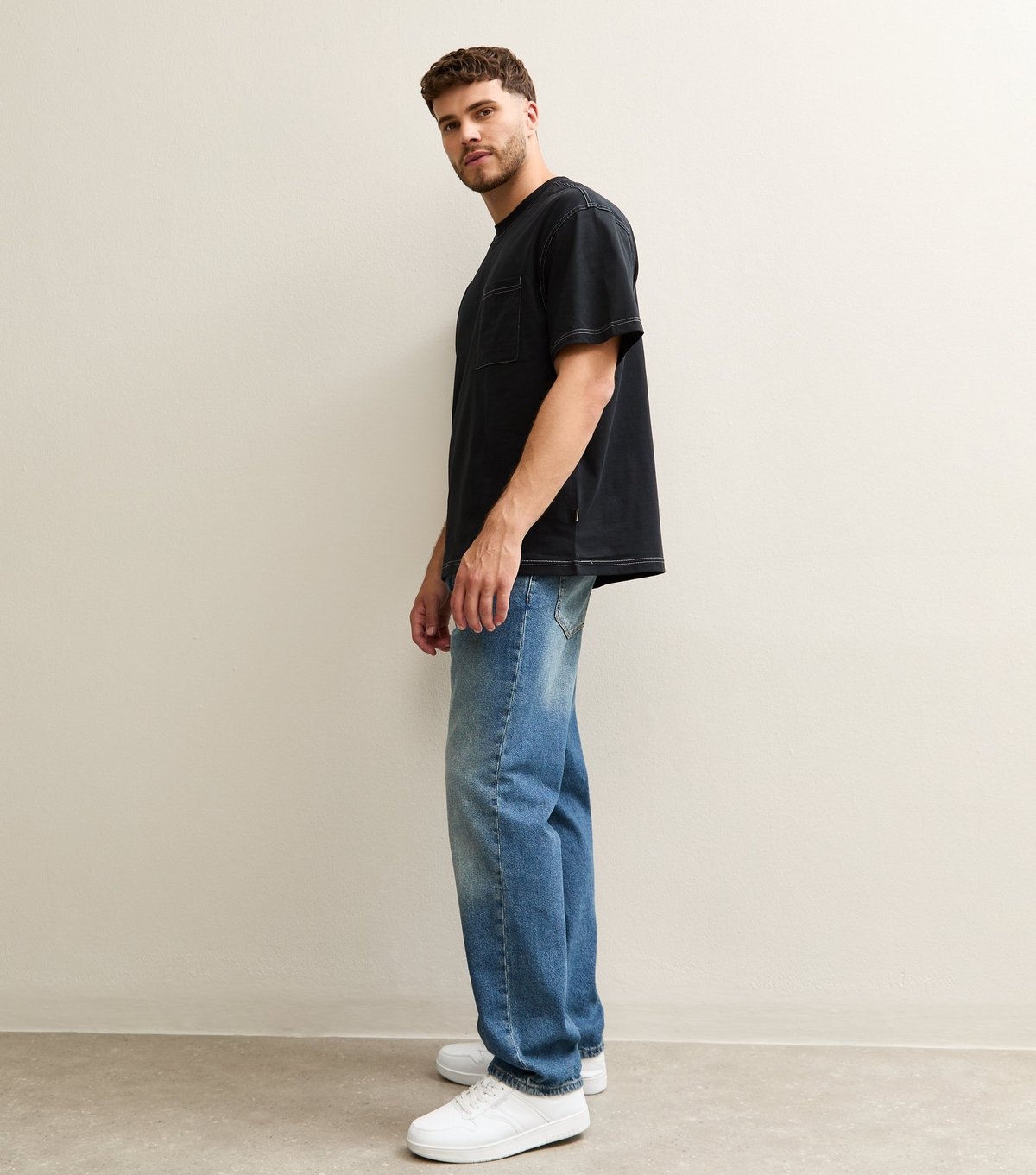 Only and Sons Men's Black Cotton Front Pocket T-Shirt Only and Sons New Look - 3