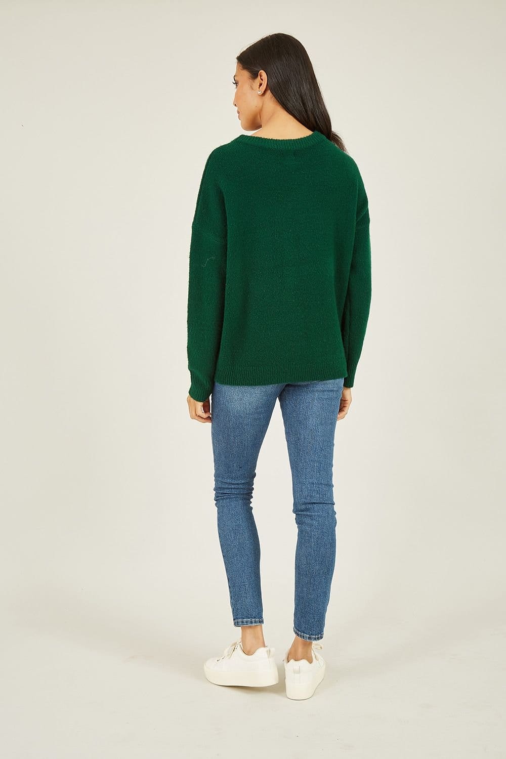 Yumi Yumi Women's Green Sequin Bow Knitted Jumper - 4