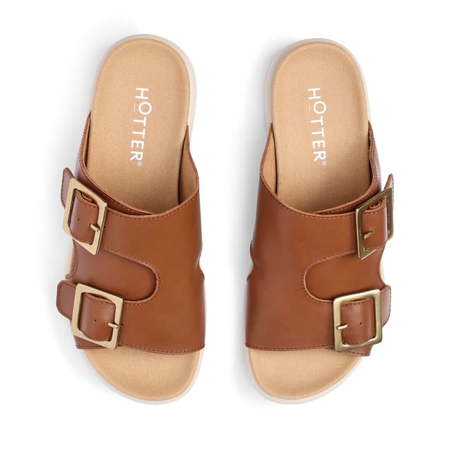 Hotter Hotter Women's Wide Fit 'Corsica' Slip-On Mules in Tan - 3