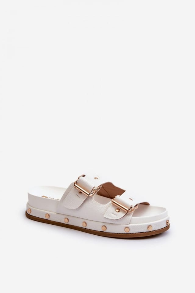 Love Lace Love Lace Women's Big Star Platform Flip Flops with Double Front Straps Comfort in White - 2