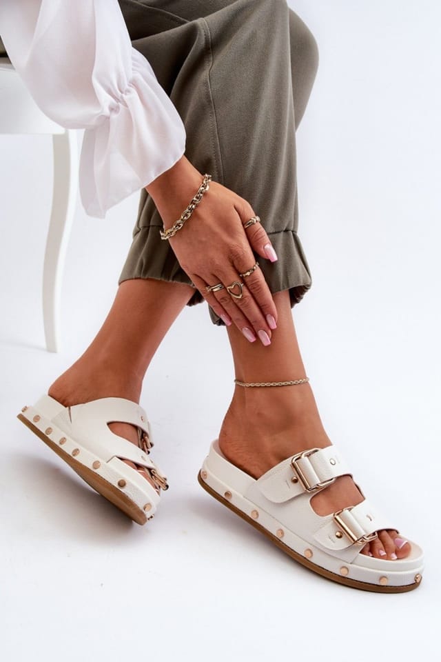 Love Lace Love Lace Women's Big Star Platform Flip Flops with Double Front Straps Comfort in White - 3