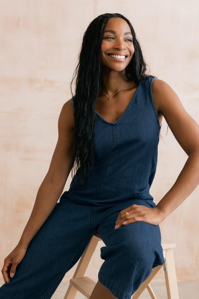 Lily & Me Lily & Me Women's Erica Denim Wide Leg Jumpsuit in Blue - 3