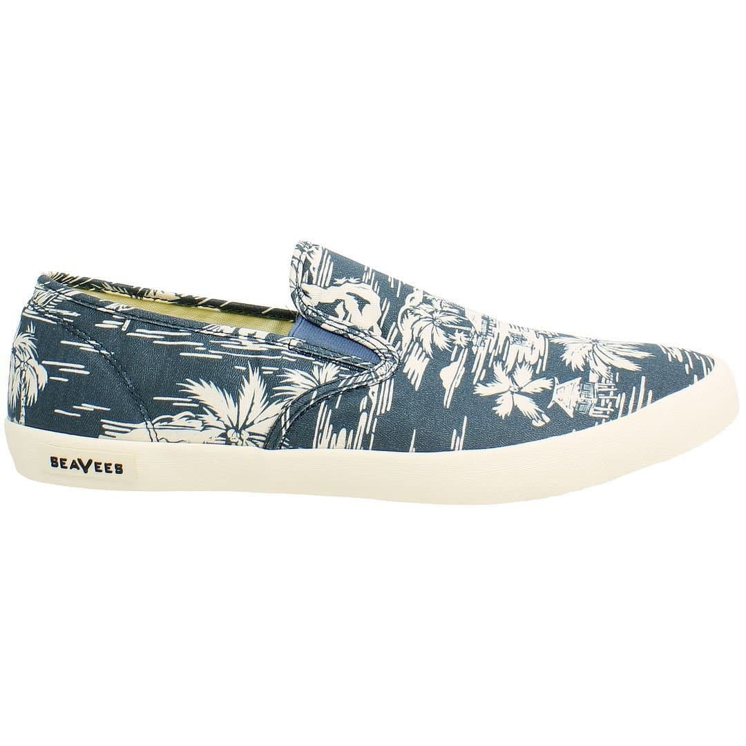 Seavees Seavees Men's Baja Beachcomber Slip-On Blue Canvas Plimsolls