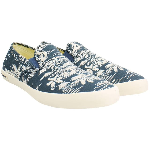 Seavees Seavees Men's Baja Beachcomber Slip-On Blue Canvas Plimsolls - 2