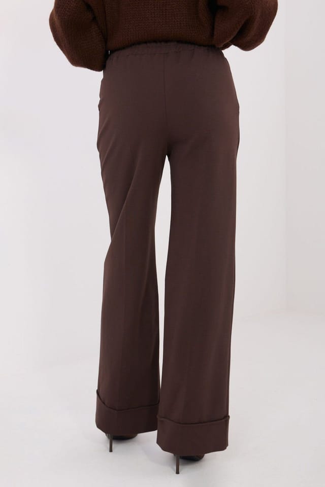 Love Lace Love Lace Women's High Waist Elastic Back Wide Leg Trousers in Brown - 3