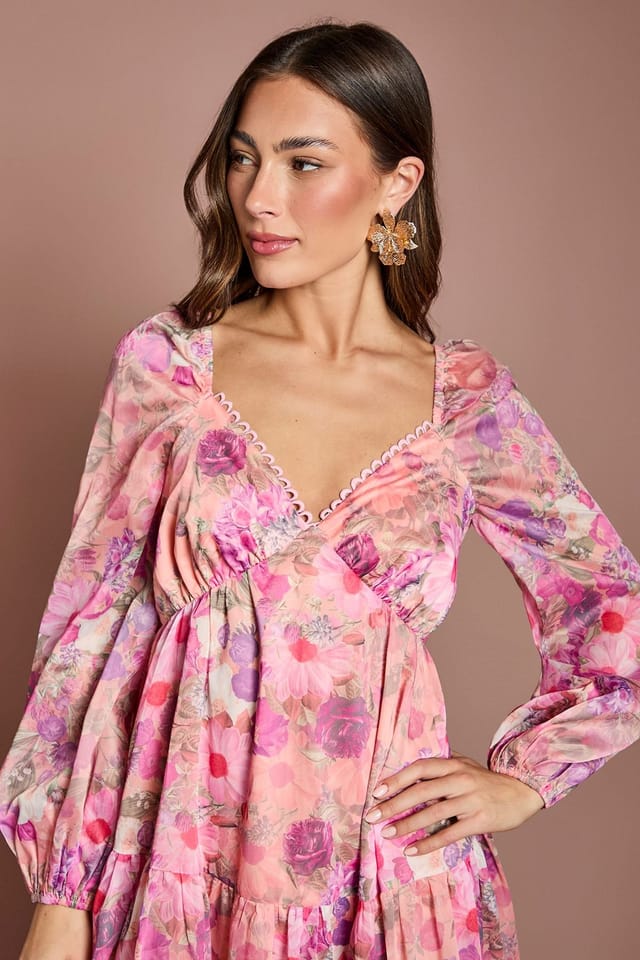 Coast Coast Women's Printed Blouson Midi Dress in Pink - 2