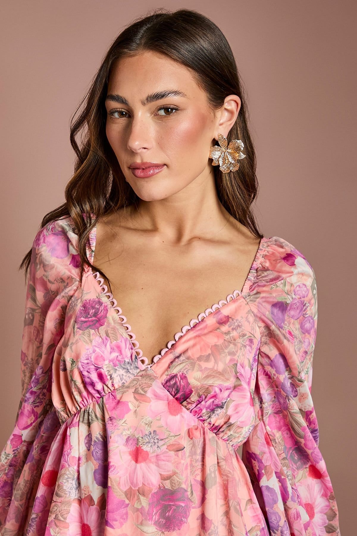 Coast Coast Women's Printed Blouson Midi Dress in Pink - 4