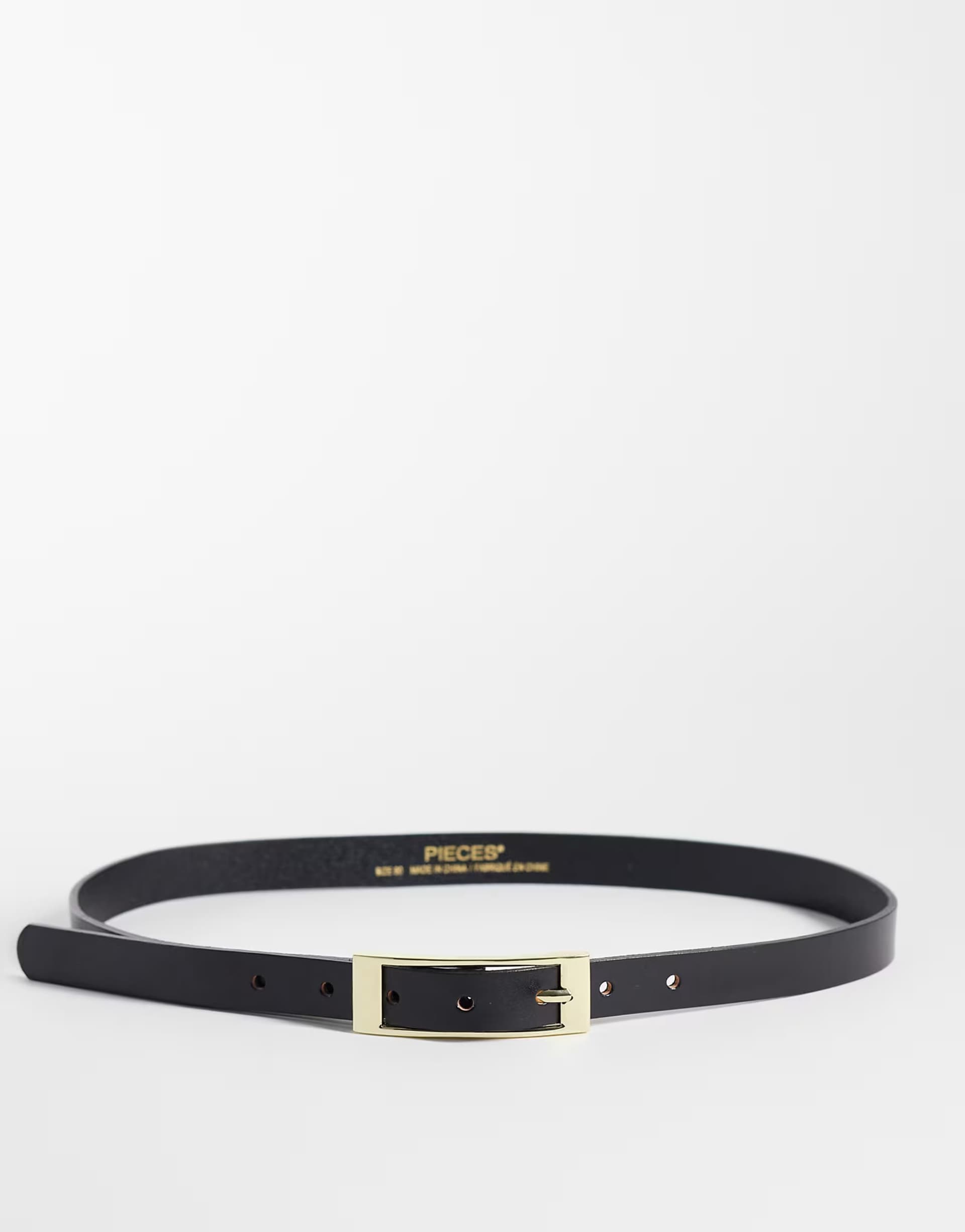 ASOS ASOS Black Leather Belt With Gold Rectangular Buckle