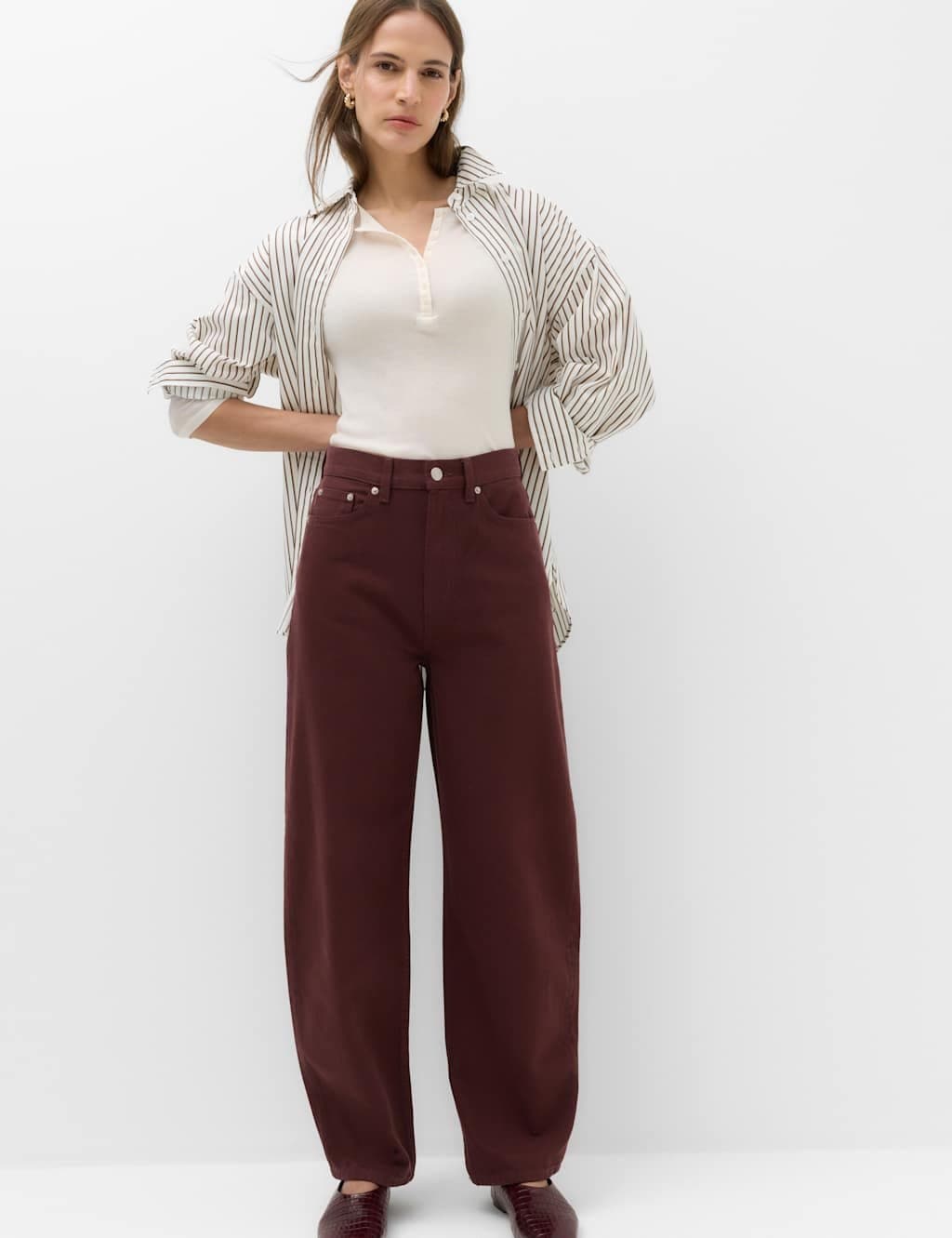 Marks & Spencer M&S High Waisted Balloon Leg Jeans Raisin
