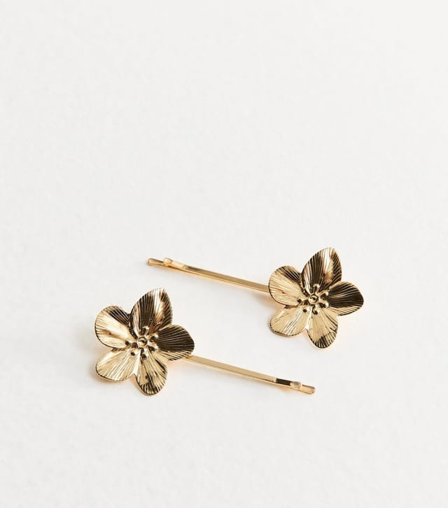 New Look Pack of 2 Gold Tone Flower Slide Hair Clips New Look - 3