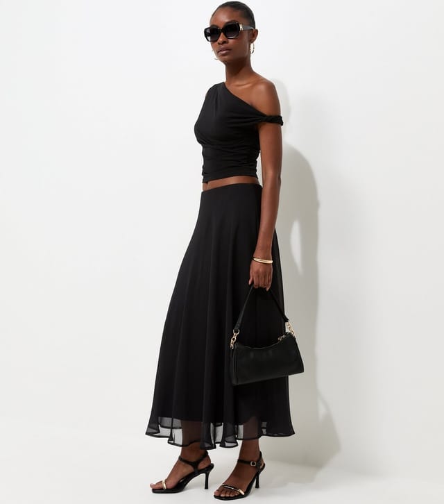 New Look Women's Black Chiffon Circle Skirt New Look - 3