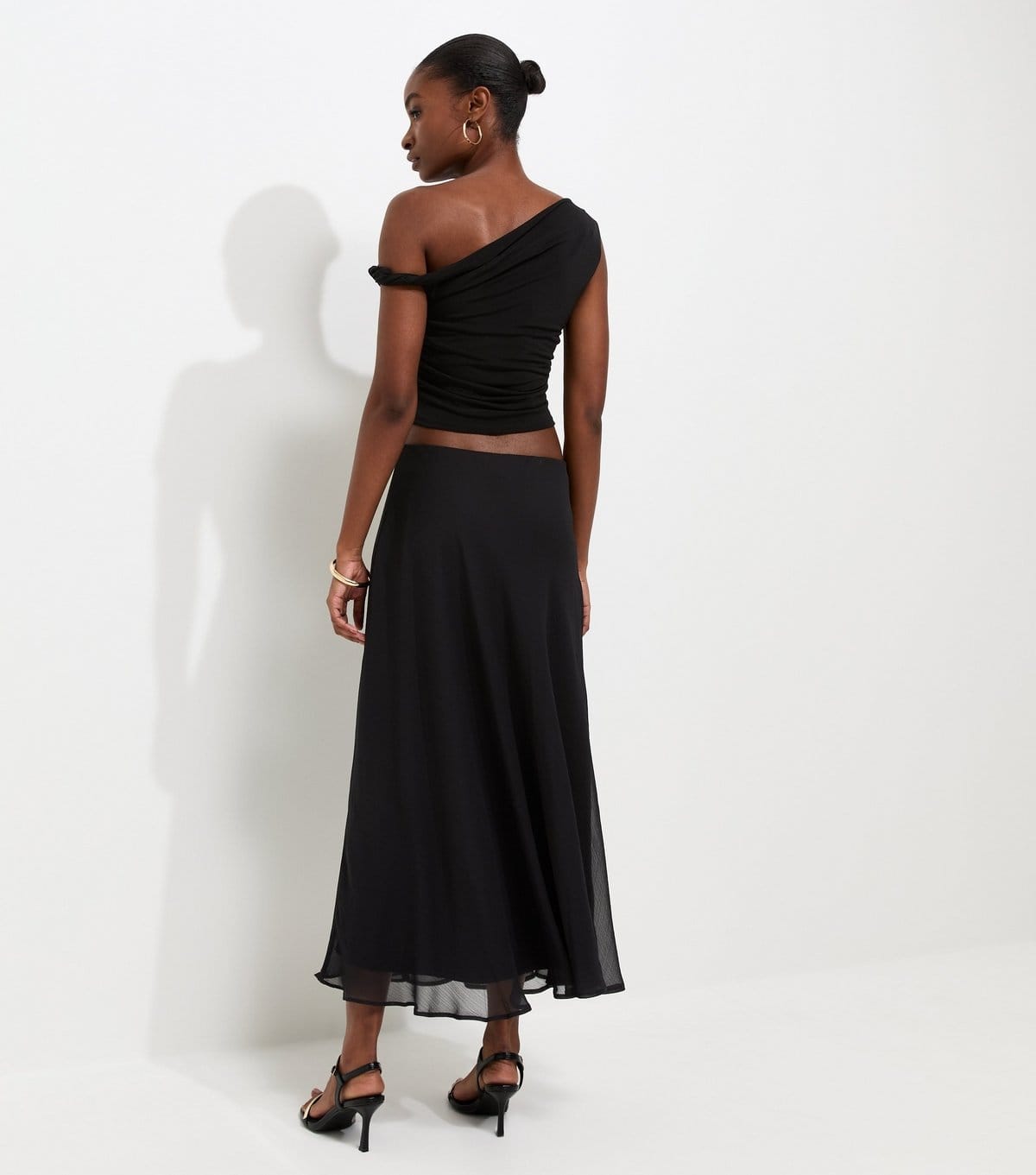 New Look Women's Black Chiffon Circle Skirt New Look - 4