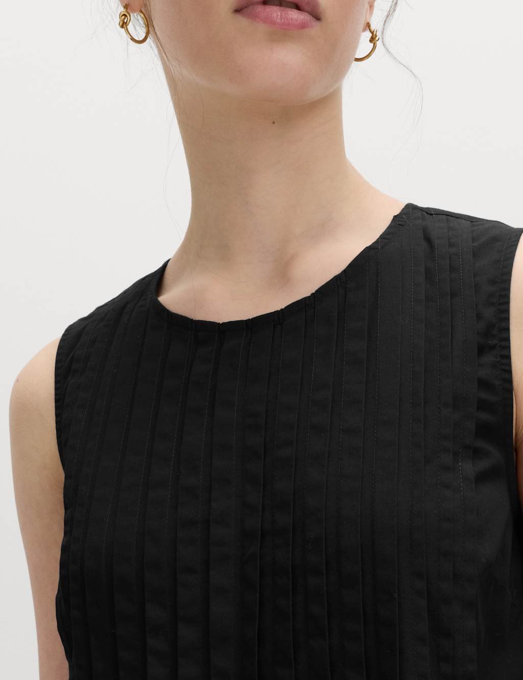 Marks & Spencer M&S Pure Cotton Pintuck Midi Relaxed Dress Black - 2