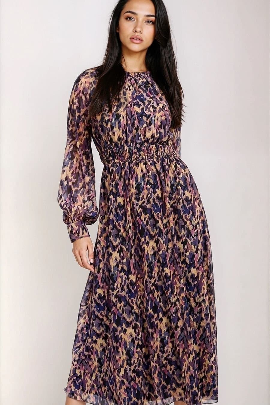 Little Mistress Little Mistress Women's Leopard Print Midaxi Dress