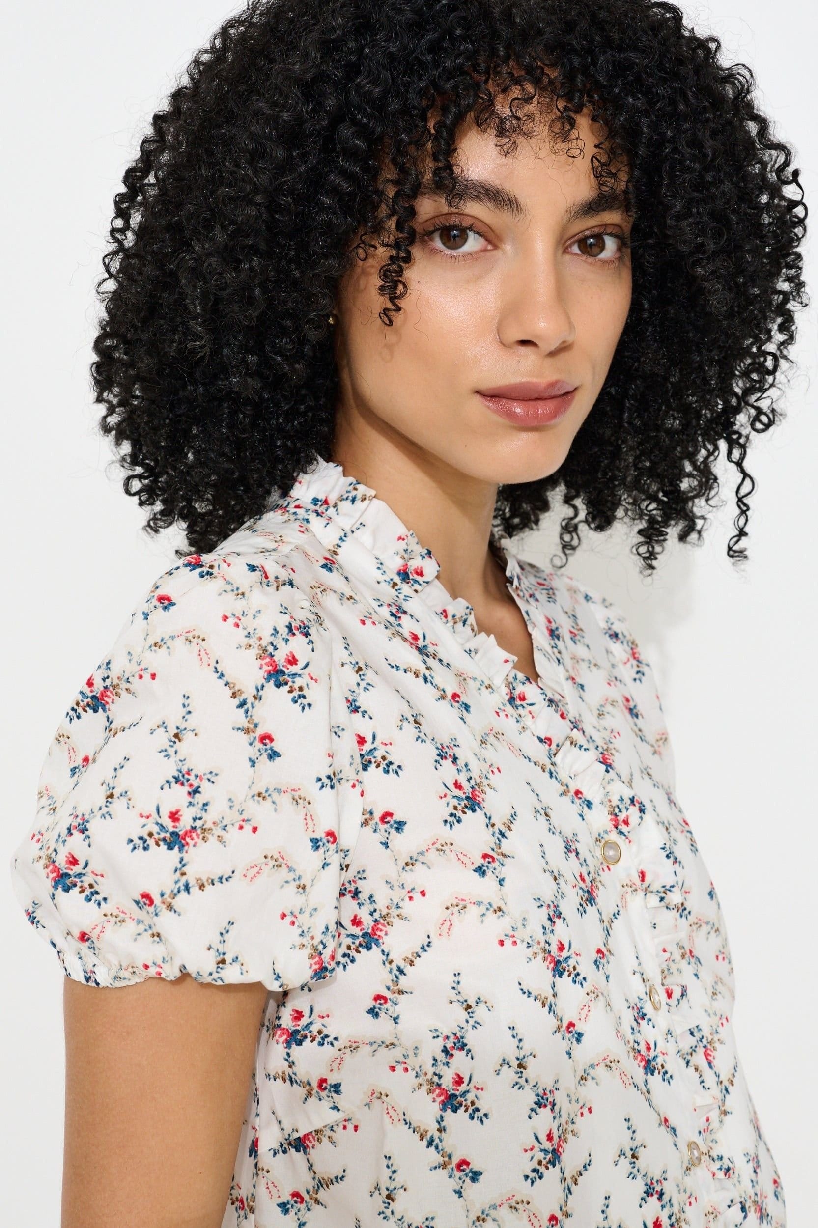 Louche Louche Women's Cressida Regency Print Frill Trim V-Neck Blouse - 4