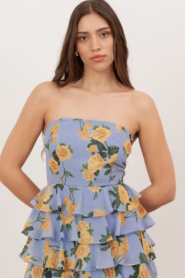 Anaya with Love Anaya with Love Women's Floral Bandeau Tiered Maxi Dress - 3
